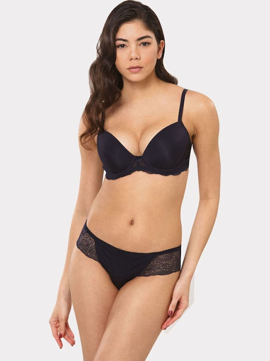 Norddiva Lingerie Δαντελένιο Σετ Εσωρούχων Σουτιέν με Brazil Μαύρο