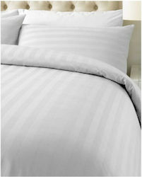 Hotel Duvet Cover King Cotton Sateen Striped 30...