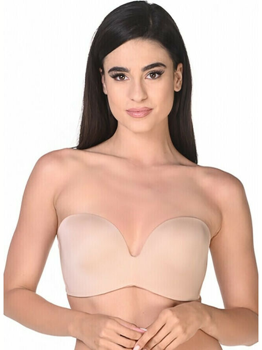 Ultimate WB00032D Plunge Push Up Plunge Strapless Bra Underwire Beige
