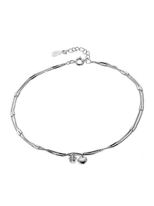 Oxzen Bracelet Anklet Chain with design Heart made of Silver Gold Plated with Zircon