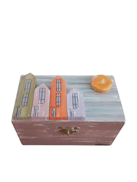 Kapadakis Wood Art Wooden Jewellery Box Pink 14x14x8cm