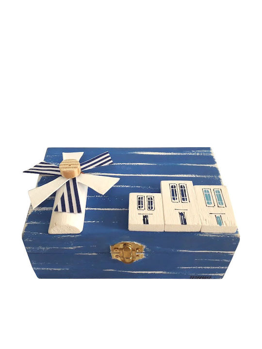 Kapadakis Wood Art Wooden Jewellery Box Blue 18x14x12cm