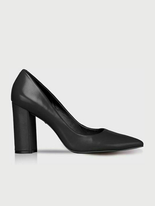 Carrano Leather Pointed Toe Black Heels Mestico