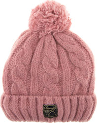 Superdry Tweed Cable Beanie Cap with Braid Vintage Smoke Pink W9010135A-6JF