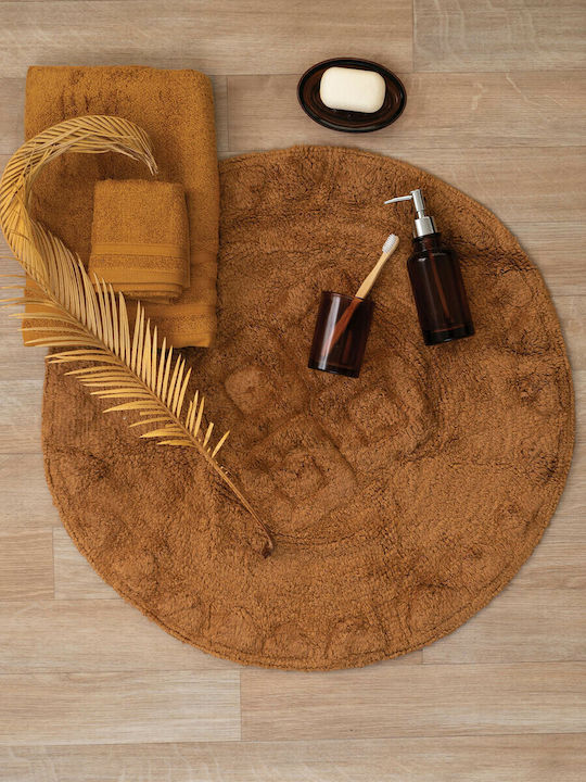 Palamaiki Bath Mat Cotton Round Maya Tan Width ...