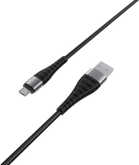 Borofone BX32 Braided USB 2.0 to micro USB Cable Μαύρο 1m