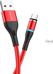 Borofone BU16 LED / Magnetisch USB 2.0 auf Micro-USB-Kabel Rot 1.2m 1Stück