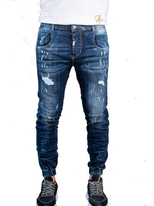 9009 Ανδρικό Παντελόνι Τζιν με Skinny Εφαρμογή Mid Blue