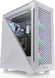 Thermaltake Divider 500 TG Air Snow Chassis Jocuri Turnul Midi Cutie de calculator cu fereastră laterală și iluminare RGB Alb