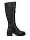 Leather Women's Boots with Laces Balie Black
