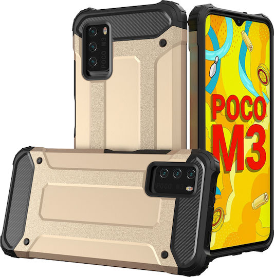 Hurtel Hybrid Armor Задна корица Пластмаса Златист (Redmi Note 10 5G / Poco M3 Pro)