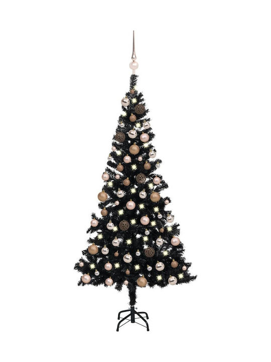 Weihnachtsbaum Geschmückt 150cm mit 380 Zweige und mit LED-Beleuchtung Schwarz 3077589
