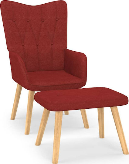 Ohrensessel mit Fußhocker 62x68.5x96cm Bordeaux Ohrensessel mit Fußhocker 62x68.5x96cm Bordeaux