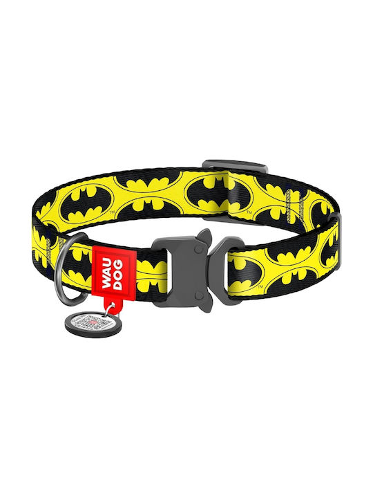 WauDog Batman Logo Hundehalsband in Gelb Farbe Halsband mit Smart ID 15mm x 23-35cm