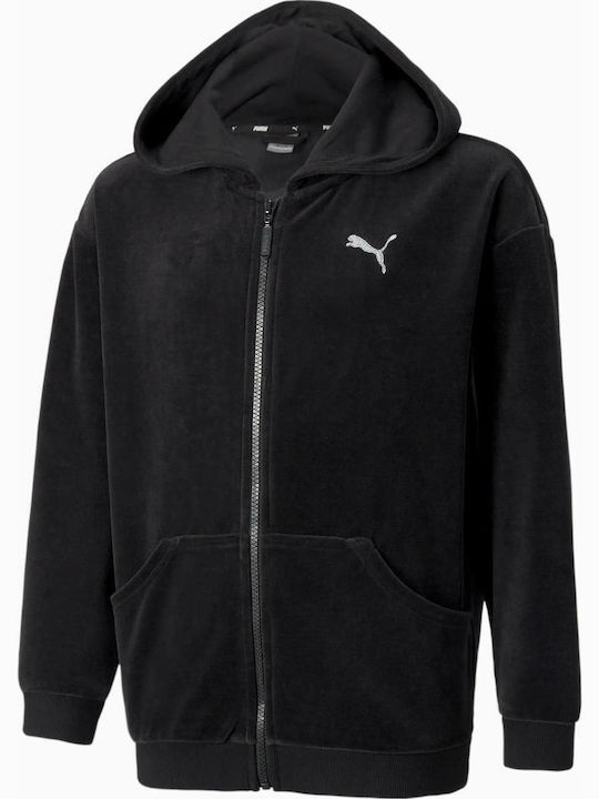 Athletic Kids Cardigan Cotton with Hood Black Alpha