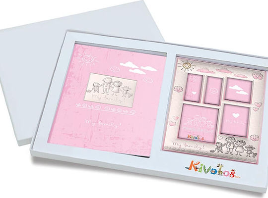Slevori Familie Kinder-Multirahmen aus Metall Rosa 19,3 x 25 cm