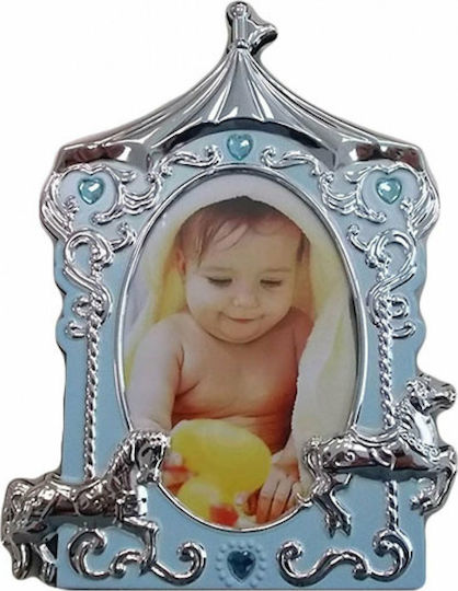 Carousel Kinder Fotorahmen Metallisch Blau 10x15cm