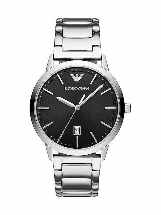 Emporio Armani Ruggero Men's Watch 43mm Battery with Silver Metal Bracelet