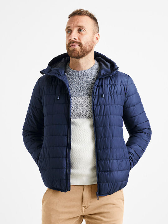 Celio Vucolor Herren Winter Jacke Puffer Indigo