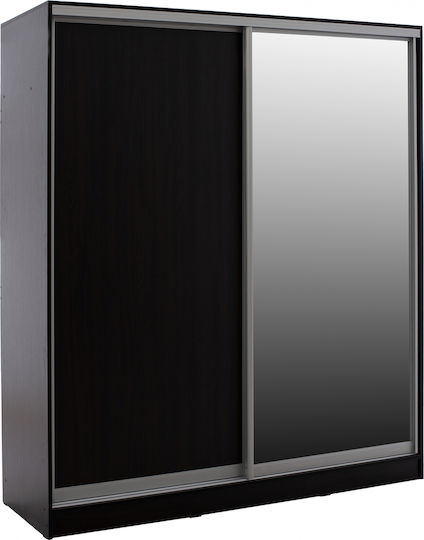 Ușă dublă Dulap de Haine Glisare ADLER cu Oglindă Wenge 180x60x210cm