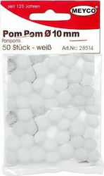 Meyco Pom Pom Handwerk Weiß mit Durchmesser 25mm Set 60Stück