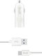 Budi Φορτιστής Αυτοκινήτου 12W 2.4A με μία Θύρα: 1xUSB μαζί με Καλώδιο Type-C Λευκός