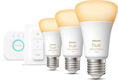 Philips Smart LED-Lampen 8W für Fassung E27 und Form A60 Einstellbar Weiß 1055lm Dimmbar 3Stück