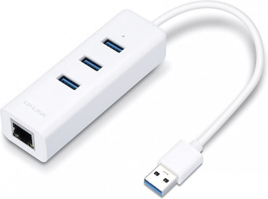 TP-LINK USB 3.0 3 Port Hub with USB-A / Ethernet Connection White