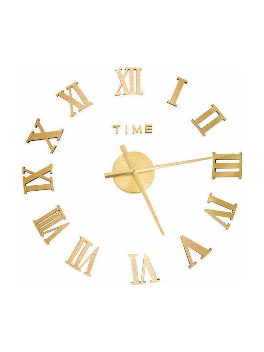 vidaXL Ρολόι Τοίχου 3D Χρυσό Πλαστικό 100cm