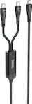 Hoco U102 Super Braided USB to 2x Type-C Cable Μαύρο 1.2m