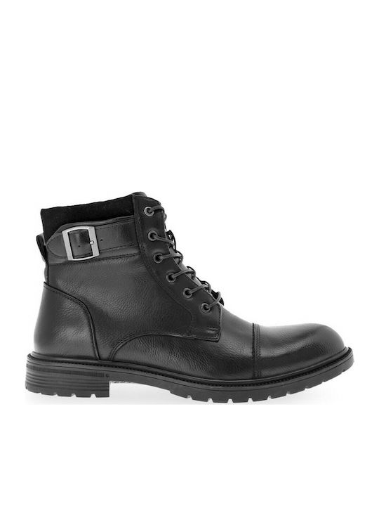 JK London Men's Leather Military Boots Black