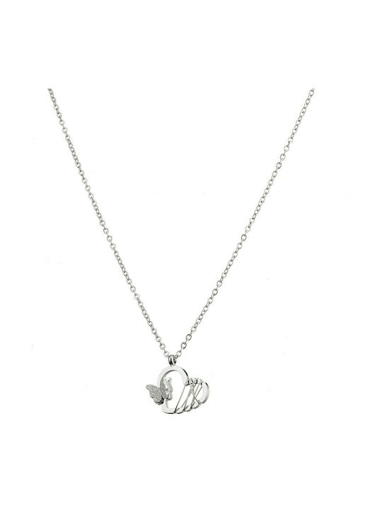 Verorama Necklace with design Heart from Gold Plated Steel