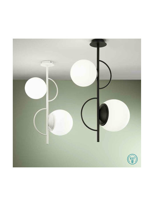 Ondaluce Pendant Light White Ball with Socket E27 50x25cm