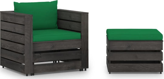 Garten- und Outdoor-Möbelsets für kleinen Raum 2 Stück Grün mit Kissen