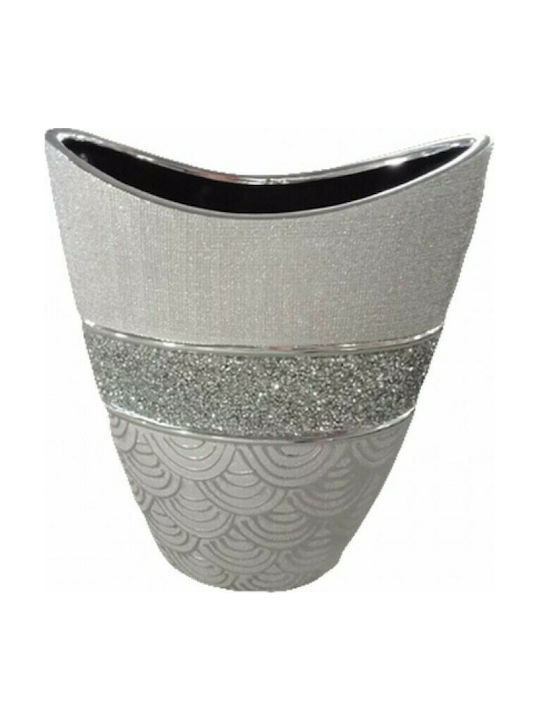 Καρβούνης Ceramic Vase Ασήμι 18.8x9.2x24.8cm