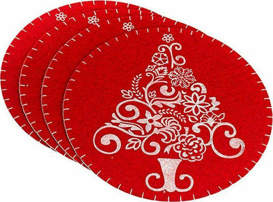 JK Home Decoration Set Weihnachtliche Platzsets Rot 4Stück