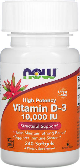 Now Foods Vitamin D-3 Vitamin for Immune System Boost & Bone Health 10000iu 240 softgels
