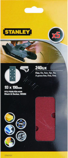 Stanley Quick Fit Mouse Schwingschleifer-Schleifblatt K240 mit Löchern 93x230mm Set 5Stück