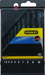 Stanley Set of 10 Drills with Cylindrical Shank for Metal