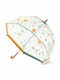 Djeco Kids Curved Handle Umbrella Little Flowers with Diameter 79cm Multicolour