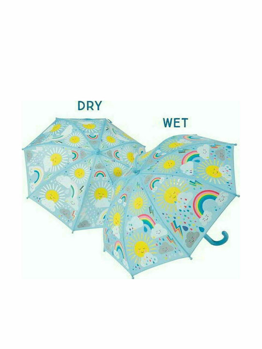 Floss & Rock Kids Curved Handle Umbrella Sun-Clouds with Diameter 70cm Blue