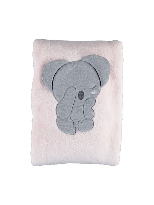 Bi Baby Κουβέρτα Αγκαλιάς & Λίκνου Sleepy Koala Βελουτέ Ροζ 88x100εκ.