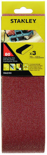 Stanley Bandă de șlefuire K80 75mmx533mm Set 3buc