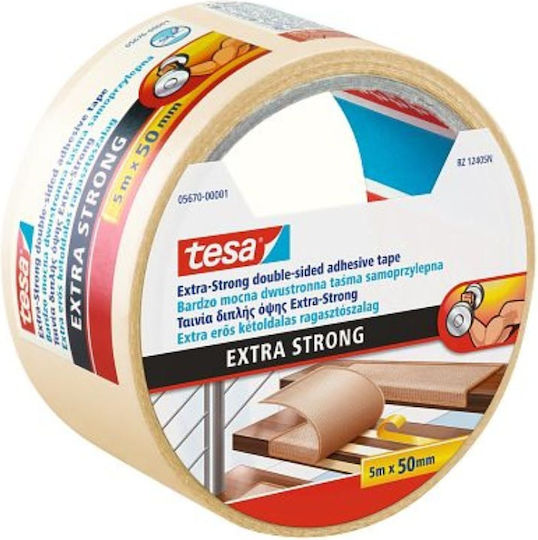 Tesa Extra Strong Autocolantă Bandă dublă față-verso Transparentă 50mmx10m 1buc Tesa Extra Strong Autocolantă Bandă dublă față-verso Transparentă 50mmx10m 1buc