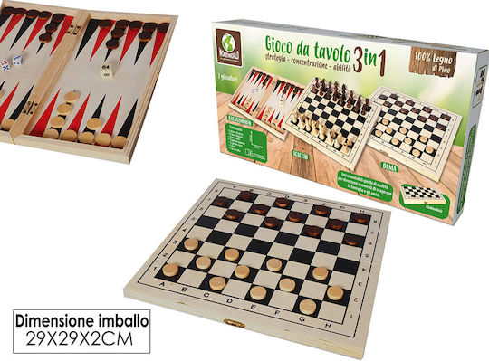 General Trade Backgammon/Schach /Dame mit Spielsteinen & Schachfiguren 29x29cm