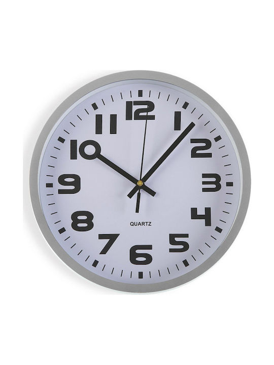 BigBuy Wall Clock Plastic Silver Ø25cm S3404212