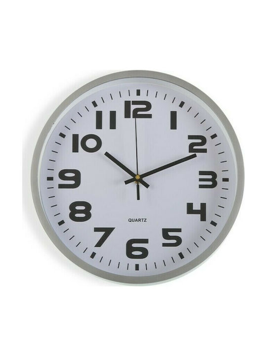 BigBuy Wall Clock Plastic Silver Ø30.5cm S3404216