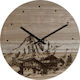 DKD Home Decor Mountain Wall Clock Wooden Beige Ø30cm