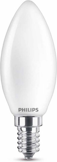 Philips Λάμπα LED 4.3W 97mm για Ντουί E14 και Σχήμα B35 Θερμό Λευκό 470lm