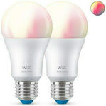 WiZ Smart Λάμπες LED για Ντουί E27 και Σχήμα A60 RGBW 806lm Dimmable 2τμχ